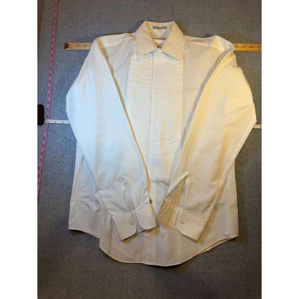 Men's Monte Carlo White Tuxedo Shirt With Pleated Front Size 15-15 1/2